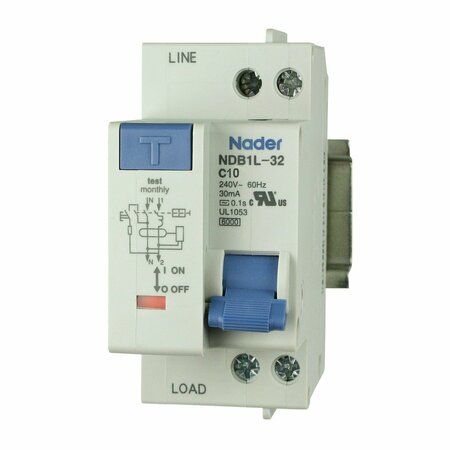 ASI Circuit Breaker, NDB1L-32C Series 10A, 2 Pole, 120V AC, C Curve NDB1L-32C-10-120V